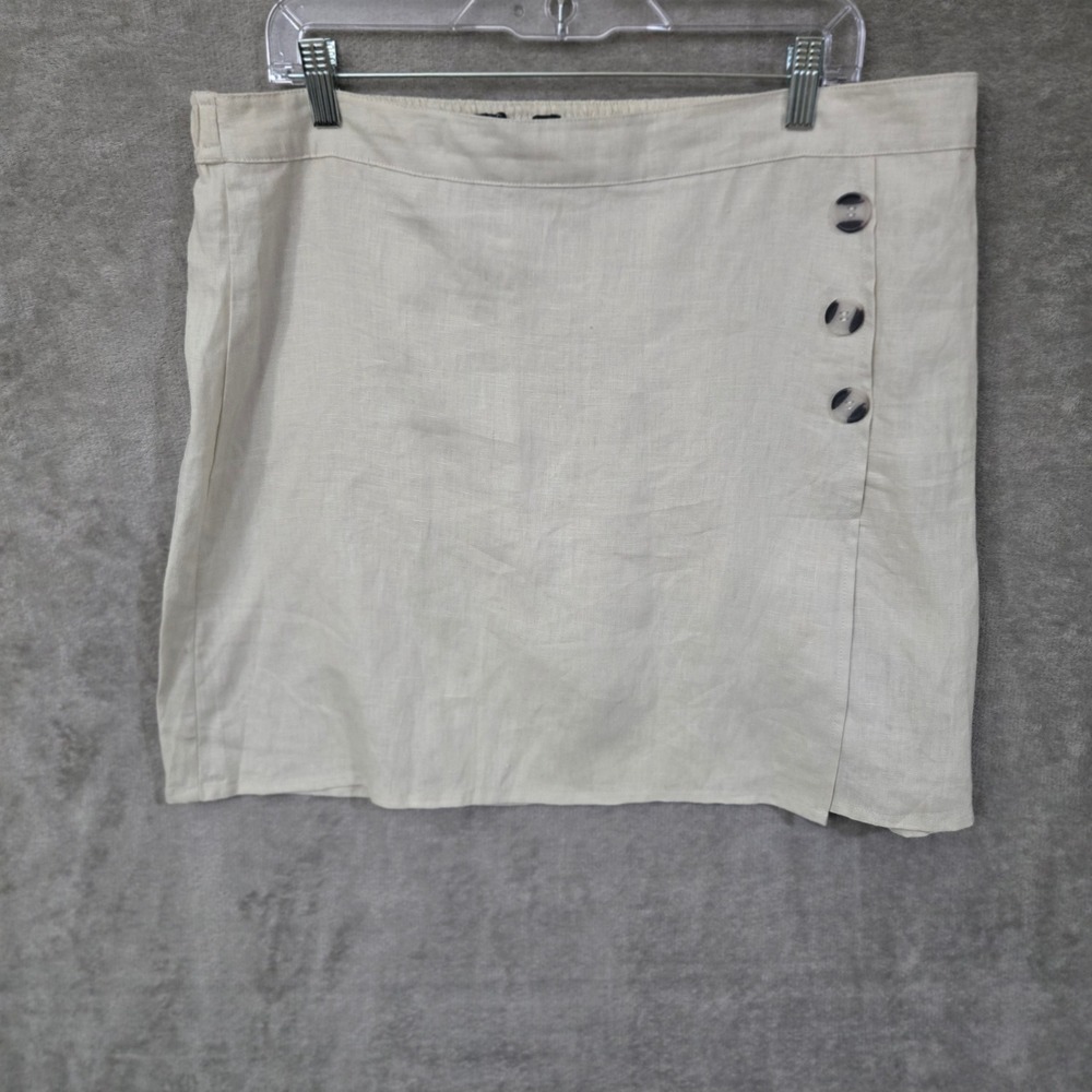 Tahari Linen Skort Womens XL Button Front Minimalist Summer Casual Capsule